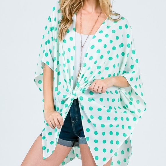 Plus Size Green Dot Kimono - Picture 1 of 3